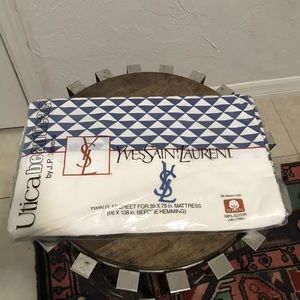 Yves Saint Laurent Vtg Twin Flat Sheet Geometric